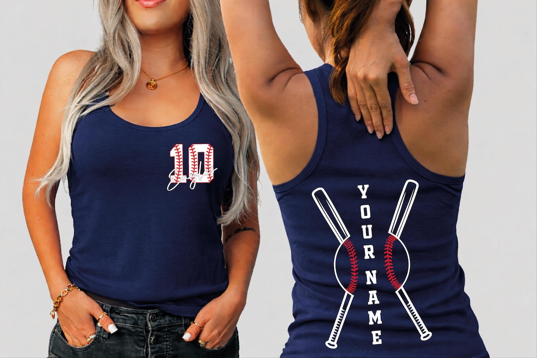 Custom Baseball Team Racerback: Number and Name Tank, Game Day Cheer Top shp004