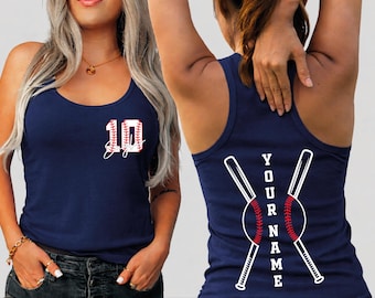 Custom Baseball Team Racerback: Number and Name Tank, Game Day Cheer Top shp004