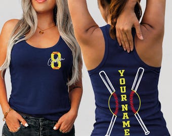 Custom Softball Racerback: Personalized Team Name and Number Vneck Shirt shp012
