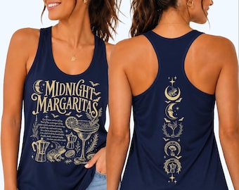 Midnight Margaritas Racerback, Witchy Halloween Vneck Tee, shp019