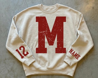 Custom University Letter Sweatshirt: Personalized Name Number Hoodie, School Team, shp017