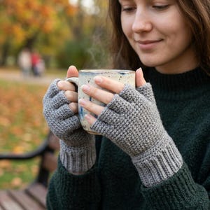Patrón de guantes sin dedos a crochet, manoplas acanaladas, tutorial fácil (patrón en PDF)