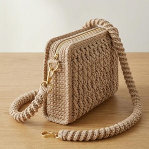 Patrón para bolso bandolera texturizado de ganchillo, tutorial para bolso estilo boho moderno (descarga en PDF)