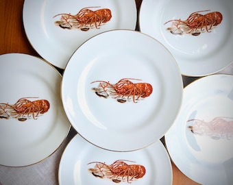 Vajilla de porcelana Doccia, Manufactura Richard Ginori, colección Aragosta, segunda mitad del siglo XX.
