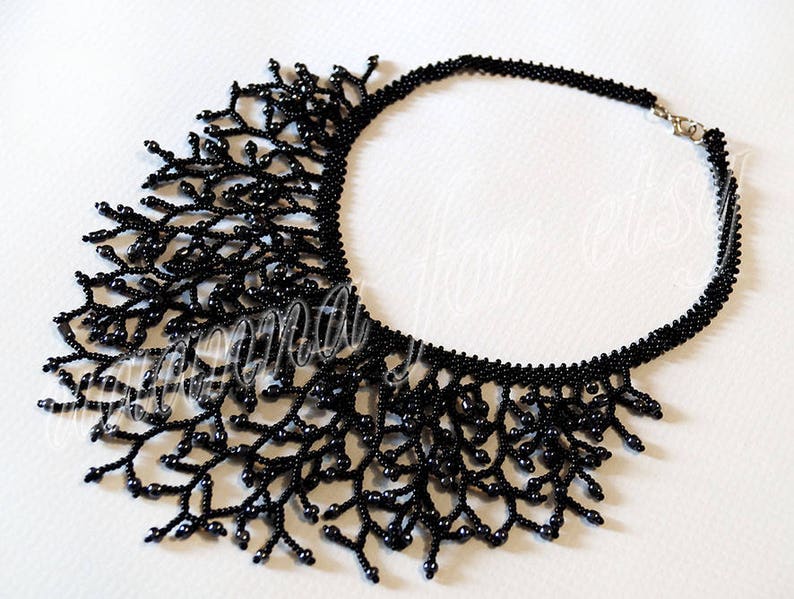 Necklace with beads of color graphite Etsy