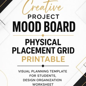 Creative Project Mood Board Physical Placement Grid Printable, Visual Planning Template for Students, Design Organization Worksheet