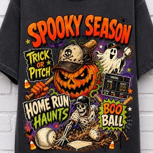 Spooky Baseball Halloween PNG, Spooky Season Shirt Design, Trick or Pitch Sublimation, Skeleton Baseball Download