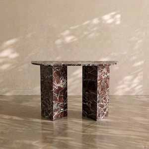 Handmade Rosso Levanto  Marble Console Table, Modern Entryway Table Luxury Home Furniture Dresser | Free Tax USA