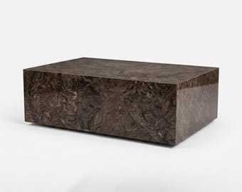 Narcisse Cube Coffee Table – Solid Marble Block, Sculptural Low Table for Living Room