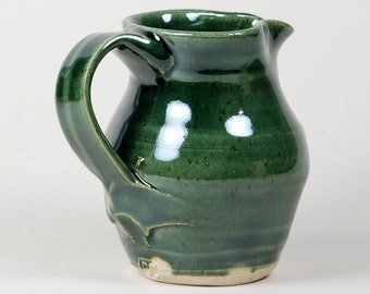 Maple Syrup pitcher, white clay, green glaze