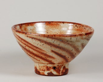 Shino glaze stoneware serving bowl