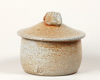 Salt glaze stoneware, lidded kitchen storage jar