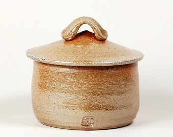 Salt glaze stoneware, lidded kitchen storage jar