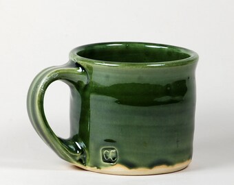 Green glaze coffee mug, white clay body