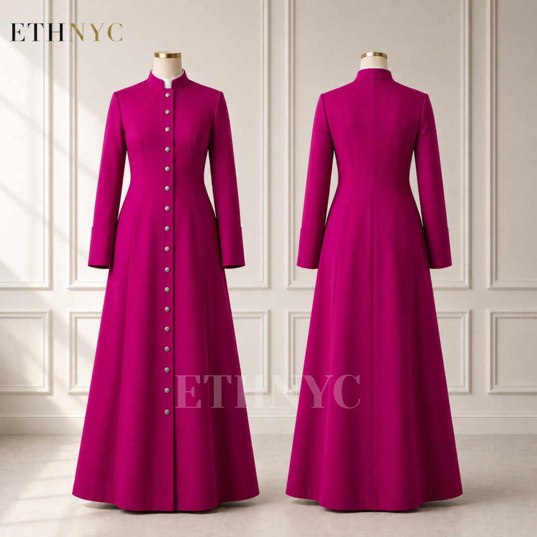 Women's Fuchsia Roman Catholic Cassock, Female Clergy Robe Handmade ...
