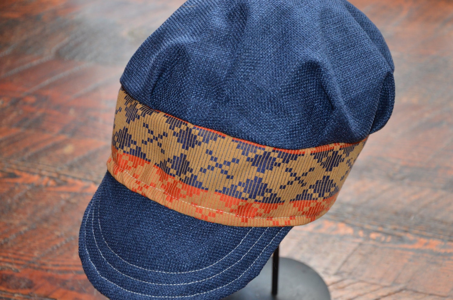 Blue and Orange Diamond Newsboy Hat Etsy