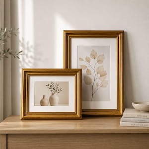 Gold Picture Frames Set, Decorative Ornate Photo Frames, White Mat Frame, Wedding Photo Frame, Certificate Display, Minimalist Home Decor