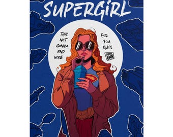 Supergirl Art Print Rolled Poster | Supergirl Wall Art | Superhero Decor