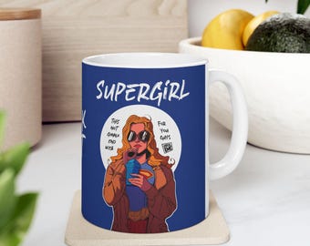 Supergirl Mug | Blue Ceramic Coffee Mug