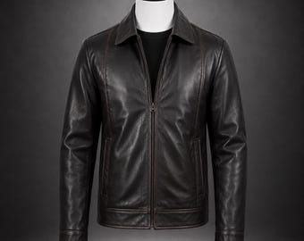 High Street Genuine Leather Jacket for Men | Premium Real Leather Jacket | Winter Streetwear Coat | Luxury fashion outerwear