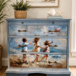 beach themed dresser Painted Coastal Color:Bleu Ciel beige dress All eyes on this