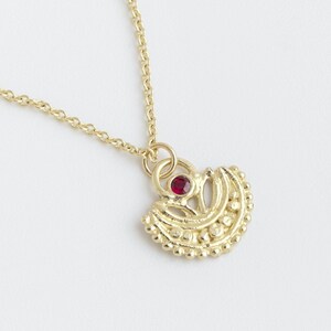 Ruby gold necklace, Gold pendant necklace, Solid gold necklace, Lotus necklace, Ethic gold necklace, India necklace, 14k Gold Necklace, Boho
