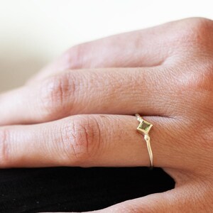 Gold peridot ring, Dainty gold ring, Solid gold ring, 14K gold ring, Minimalist gemstone ring, Gold ring women, Stacked gold ring, Solitaire