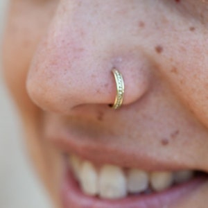 Gold nose ring, Nose ring, Nose hoop, Indian nose ring, Unique nose ring, Tribal nose ring, Nose piercing, Boho nose ring, 14k gold hoop