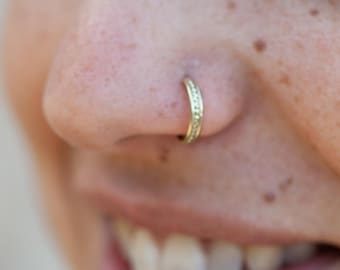 Gold nose ring, Nose ring, Nose hoop, Indian nose ring, Unique nose ring, Tribal nose ring, Nose piercing, Boho nose ring, 14k gold hoop