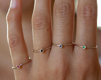 Gemstone ring set, Solid gold rings, 3 ring set, Gold rings women, Skinny gold rings, 14k gold rings, Stacked gold ring, Boho gold jewelry