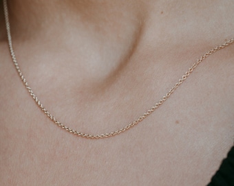Solid gold chain, Dainty gold necklace, Basic gold chain, Minimalist gold necklace, Thin gold chain, Delicate gold necklace, 14k chain