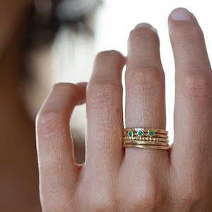Goldring-Set, 14k Goldstapelring, Solider Goldring, 14k Goldringe, Alternative Verlobungsring, Stapelring, Birthstone Ring