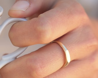 Gold ring, Wedding band, Signet ring, Modern wedding ring, Signet ring women, 14K Gold ring, Yellow gold ring, Stacked wedding ring, Thin