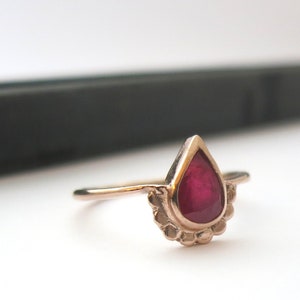 Rose gold ring, Gold ruby ring, 14k gold ring, Alternative engagement ring, Ruby Engagement ring, Boho engagement ring, Solid, Solitaire