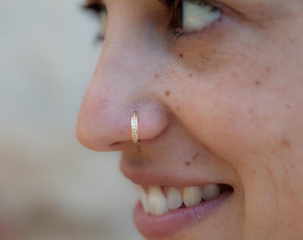 Gold nose ring, India nose ring, Nose ring, Nose hoop, Nose ring hoop, Unique nose ring, Tribal nose ring, Piercing jewelry, Piercing helix