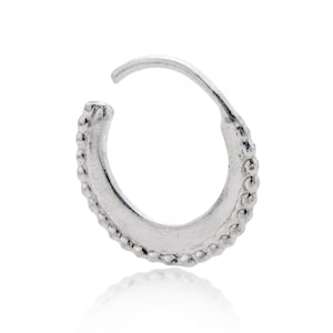 Silver nose ring, Nose hoop, Creole nose ring, Moon nose ring, Dots huggies, Minimalist nose ring, Nose ring, Helix piercing, Boho nose ring