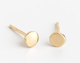 Pendientes redondos de oro, Pendientes de oro macizo, Pendientes pequeños de oro, Pendientes de botón de oro, Pendientes de poste de oro de 14 quilates, Pendientes pequeños de oro, Pendientes clásicos, Pendientes sencillos