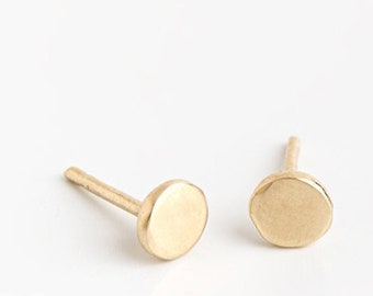 Tiny gold earrings, Gold stud earrings, Minimalist earrings, 14K post earrings, Round gold studs, Solid gold studs, Curated ear, Second hole