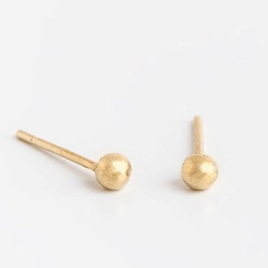 Tiny gold studs, Solid gold earrings, Dot studs, Gold stud earrings, 14k stud earrings, Delicate studs, Cute gold studs, Tiny studs, Dainty image 1