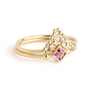 Goldring Set, Rubin Goldringe, Indische Edelsteinringe, Einzigartige Verlobungsring, Gestapelte Goldringe, Goldring Frauen, 14k Goldringe