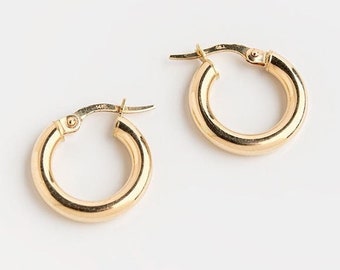 Gold huggies, 14k gold hoops, Hoop earrings, Sleeper earrings, Small hoops, Classic gold hoops, Minimalist earrings, Tiny hoops, Solid gold