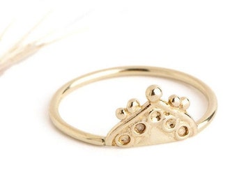 Gold boho ring, Gold Indian ring, 14k gold ring, Gold ring women, Gold crown ring, Unique gold ring, Rings for women, Ethnic gold ring,Solid