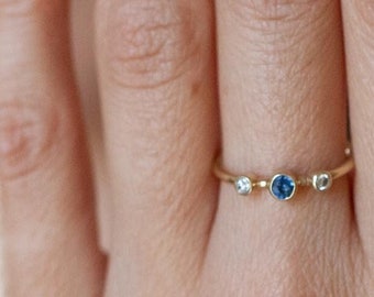 Diamond ring women, Solid gold ring, Diamond wedding ring, Dainty diamond ring, Sapphire gold ring, Rings for women, Modern gold ring, Boho