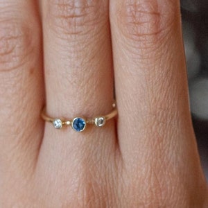 Gold diamond ring, Multi-stone rings, Gold sapphire ring, Solid gold ring, 14k Diamond ring,  Rings for women, Gemstone wedding ring,Stacked