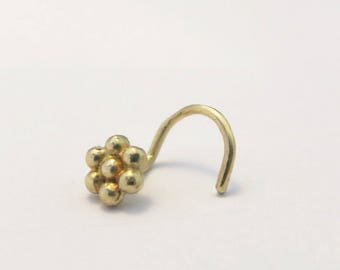 Piercing de nariz em ouro, Piercing de nariz pequeno, Piercing de nariz, Piercing de nariz, Piercing de nariz em forma de flor, Piercing de nariz tribal, Piercing de nariz indiano, Piercing de nariz boho, Ouro maciço