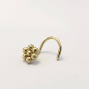 Gold nose stud, Flower nose stud, India nose stud, Solid gold nose stud, Tiny nose Stud, Nose piercing, 14k gold nose stud, Dainty, Boho image 2