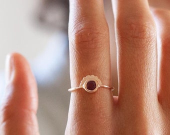 Gold ruby ring, Ruby engagement ring, Flower gold ring, Alternative engagement ring, Rose gold ring, Gold ring women, Boho gemstone ring,14k