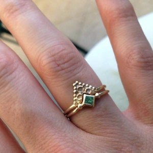 Smaragd Goldringe, Goldring, Brautring, antik Verlobungsringe, Gestapelte Goldringe, Massivgoldringe, Indien Goldring