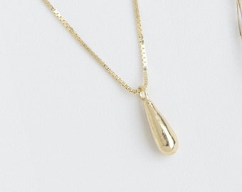 Collar delicado de oro, Collar con colgante de oro, Collar de lágrima, Collar de oro para mujer, Collar de oro de 14k, Collar de oro de varias capas, Delicado