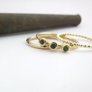 Goldring Set, Stapelring Frauen, Goldring Gold, Turmalinring, 14k Goldring, Gestapelter Ehering, moderner Verlobungsring Boho